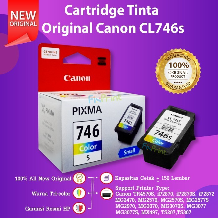 Cartridge Tinta Canon CL746s 746s 746 Small Printer TS307 TS207 MG2570s TR4570s MX497 Original | Tin