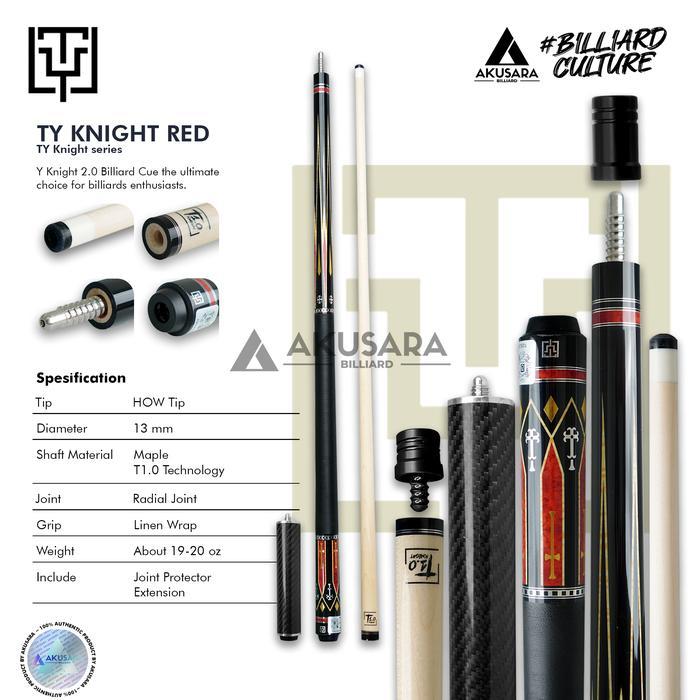 Stik Billiard TY Knight + TY Carbon Extension New Low Deflection Shaft - TY Red