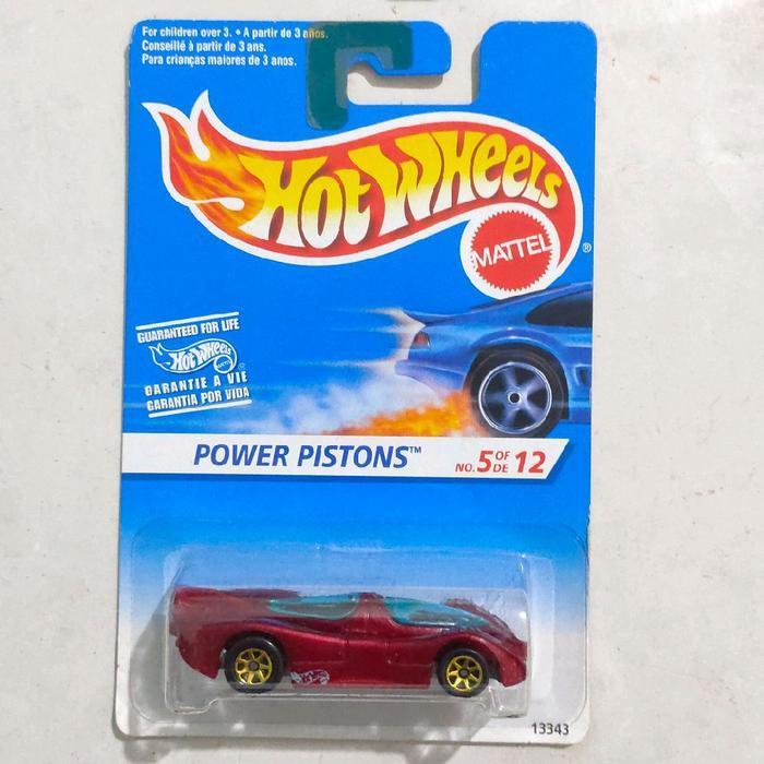 Mainan Hot Wheels Power Pistons merah 1995 First Editions base besi rare