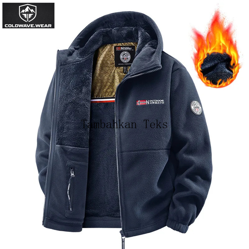 Jaket Sweatshirt Fleece Unisex Gaya Pasangan Sporty Hangat Norwegia Ukuran Besar Hoodie Mahasiswa Ja