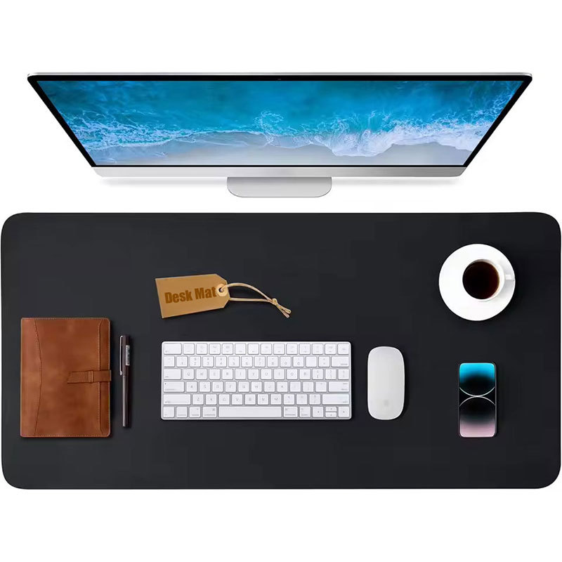 Leather Desk Mat-Office Desk Protector Pad PU Suede Leather Waterproof Mouse Pad Desktop Keyboard De