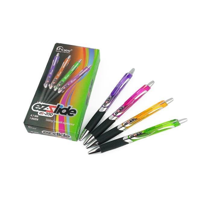 PULPEN NDM EZslide EZ-200 ( 12 PCS ) GINAL - Hitam - Hitam