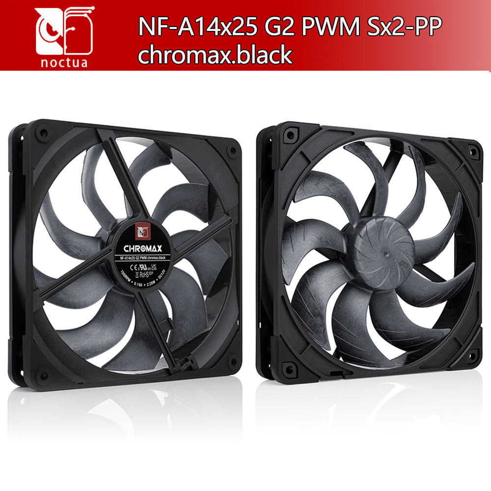 Noctua NF-A14x25 G2 PWM romax.Black Quiet Cooling Performance Fan 140x140x25mm For Push-Pull And Sid