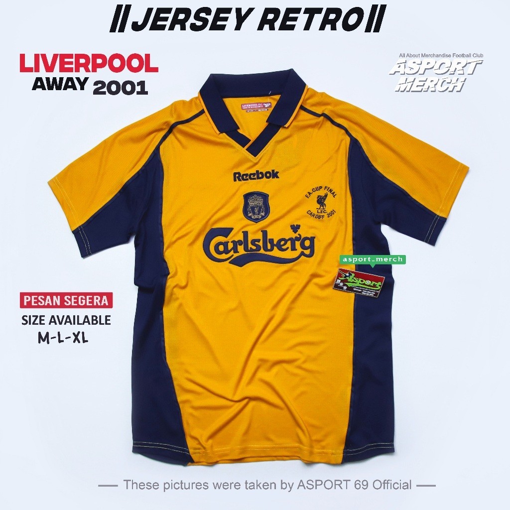 ASPORT JERSEY RETRO LIVERPOOL AWAY 2000 2001 final CARDIFF