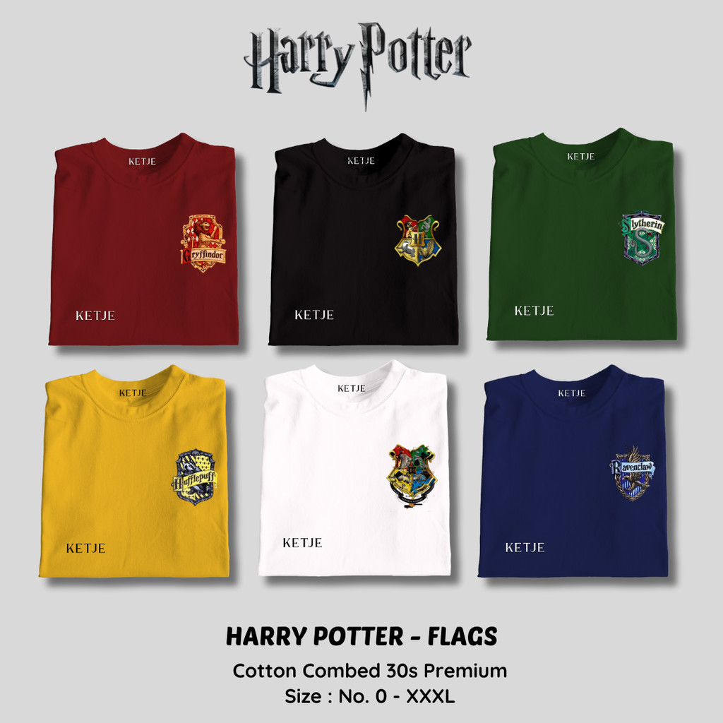 Baju Kaos Flags Bendera Asrama Harry Poter 3 / Kaos Distro Asrama Hary Potter Harpot Hogwarts Gryffi
