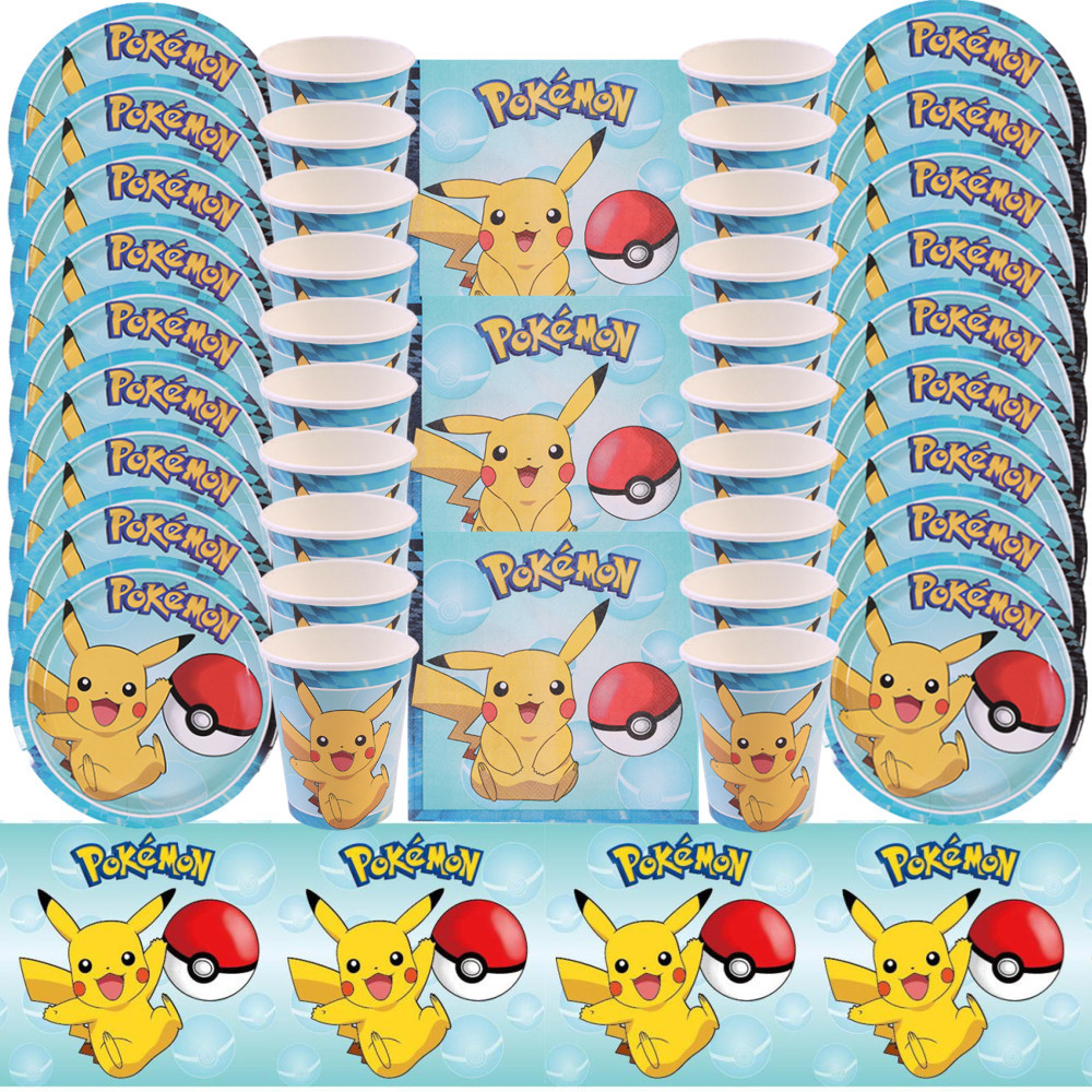 Pokemon Birthday Party Decorations Cartoon Pikau Tablecloth sposable Tableware Cup Plate Napk For Ki