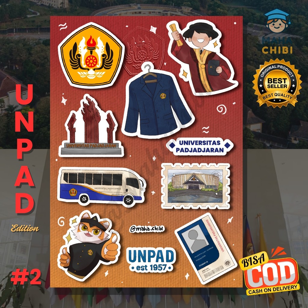 [PROMO] Sticker UNPAD Vol.2 10pcs Pack Pack Murah Lucu - Sticker PTN Universitas Padjadjaran BY NO