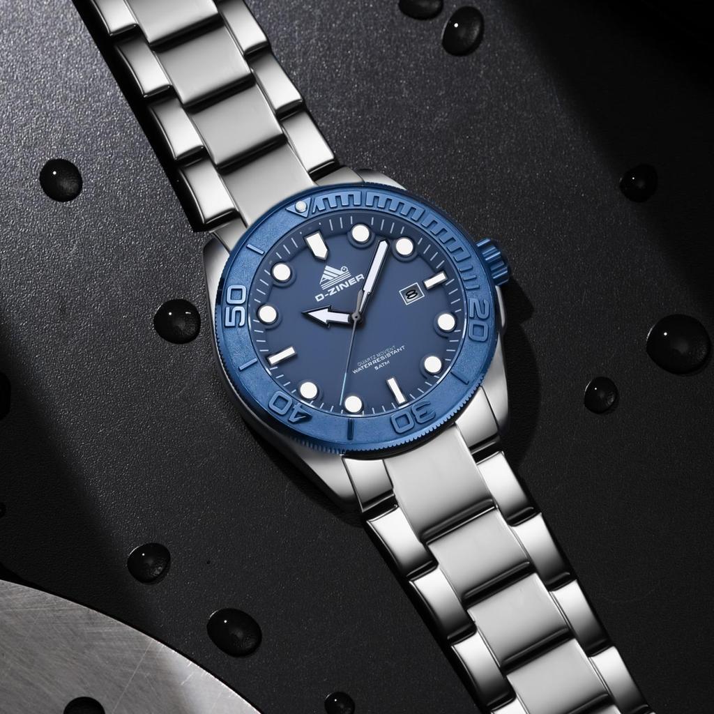Dziner Jam Tangan Pria Dziner 9069 Rantai Stainless Steel Original Water Resistant 5ATM