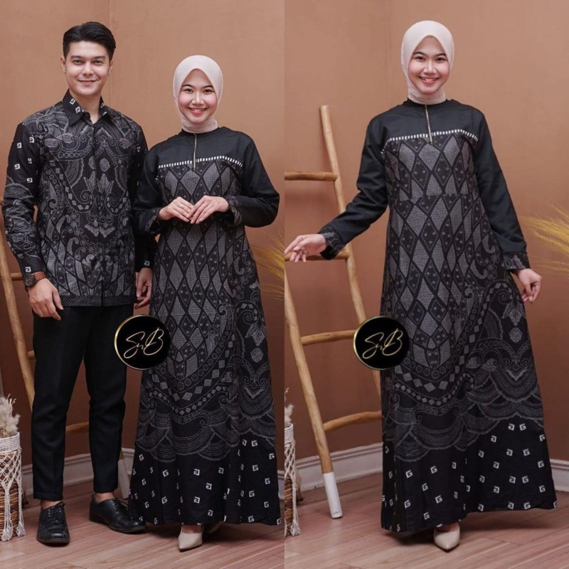 Baju Lebaran Gamis Batik Couple Gamis Batik Terbaru  Gamis Batik Kombinasi Batik Couple Batik Kapela