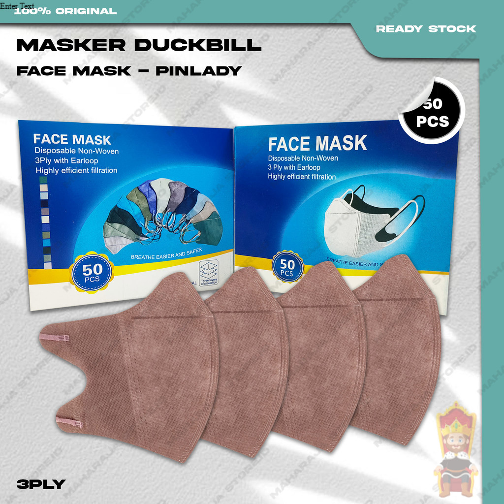 Masker Duckbil FACEMASK 3Ply isi 50Pcs Warna Pink Lady Duckbill 3 Ply Earloop Surgical Mask