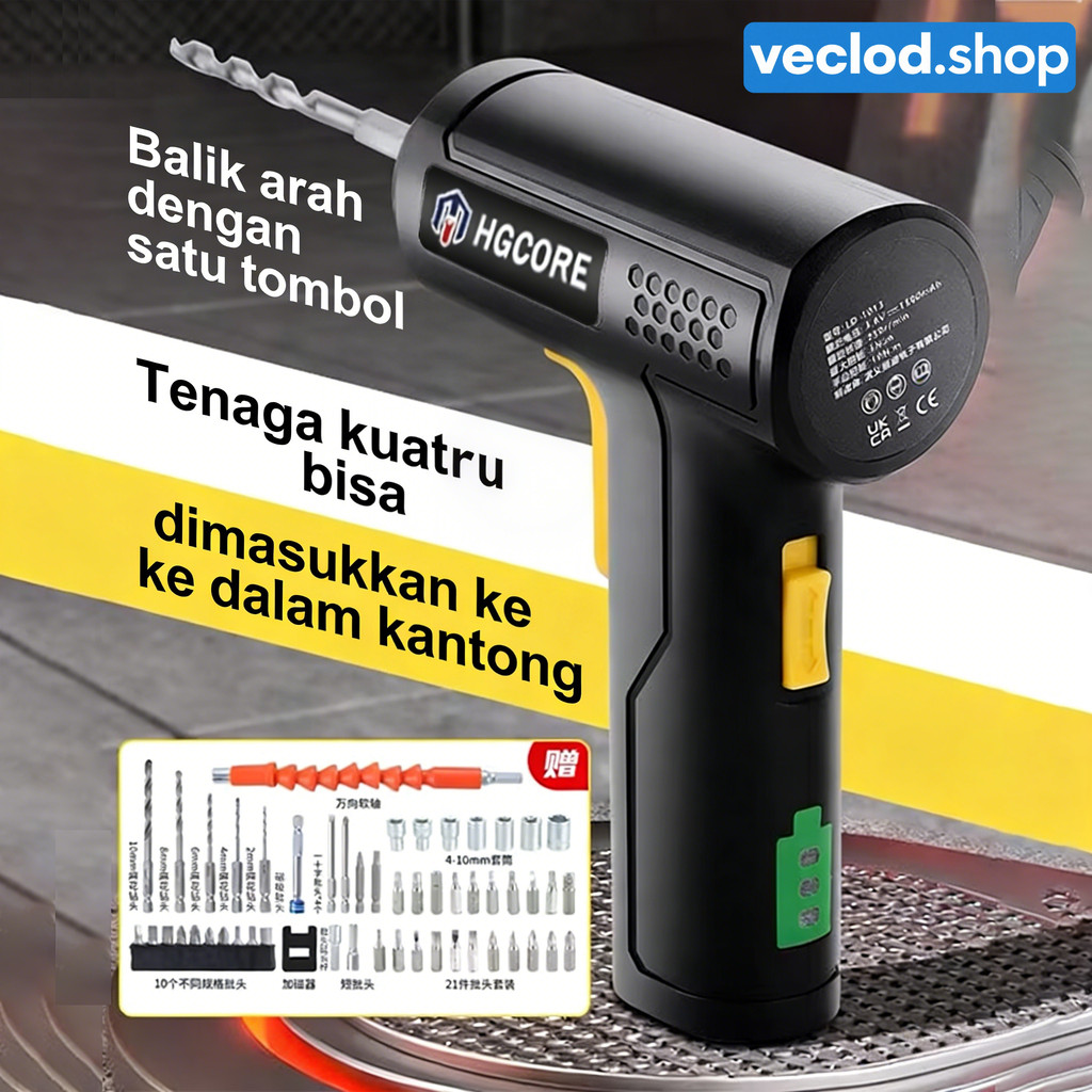Cordless Screwdriver 4.2 V Mesin Bor Cordless Mini 50pcs Set Screwdriver Obeng Baterai Bor Cordless 
