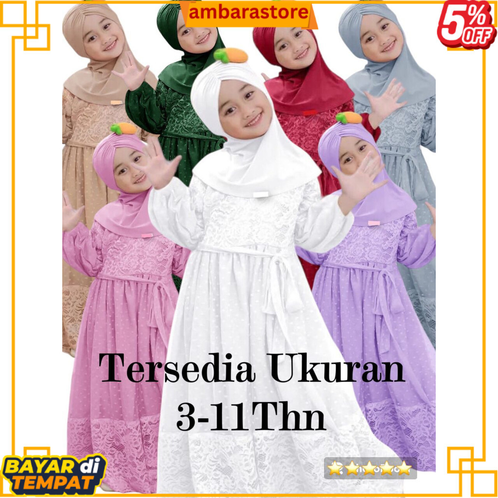 READY Gamis anak perempuan Belinda 3-11thn / gamis anak / baju muslim anak perempuan / gamis anak wa