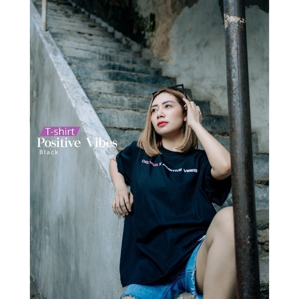 [spot] Original Deliwafa - T-shirt Unisex Deliwafa Positive vibes Lengan pendek neutral kaos Sleeves