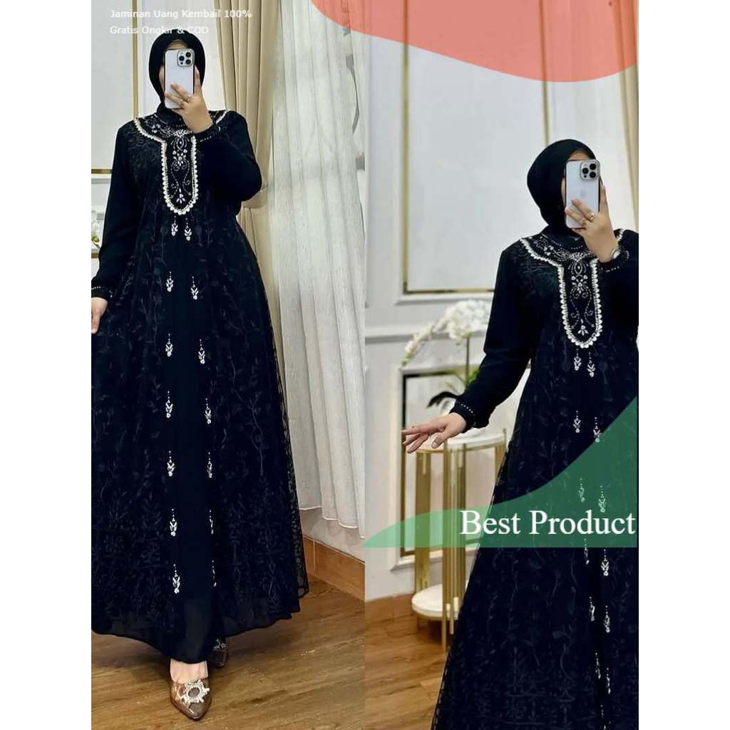 Lyf Dress Kebaya Burgandy Baju Gamis Terbaru 2025 Dress Wanita Kekinian Gamis Pesta Mewah Elegan Plu