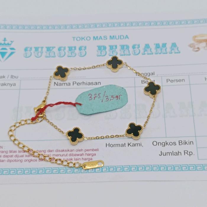 Gelang tangan motif Clover emas muda 3,5gram dapat surat dari toko