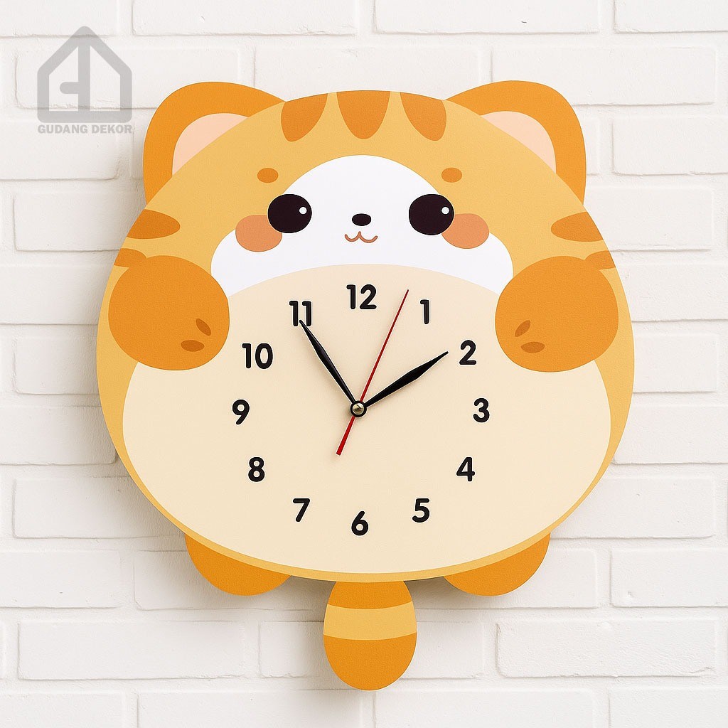 Jam Dinding Kucing Lucu Dekorasi Ruang Tamu | Jam Dinding Minimalis |  Jam Dinding Kartun Unik