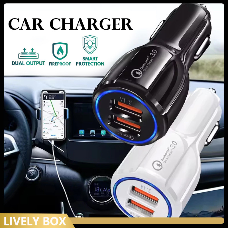 Car Charger 18W Colokan Mobil 2 Ports USB QC 3.0 Fast Charging