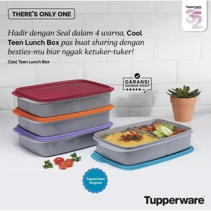 Collection New Lunch Box Tupperware Cool Teen Tempat Makan Bekal Bersekat - Abu tutup ungu