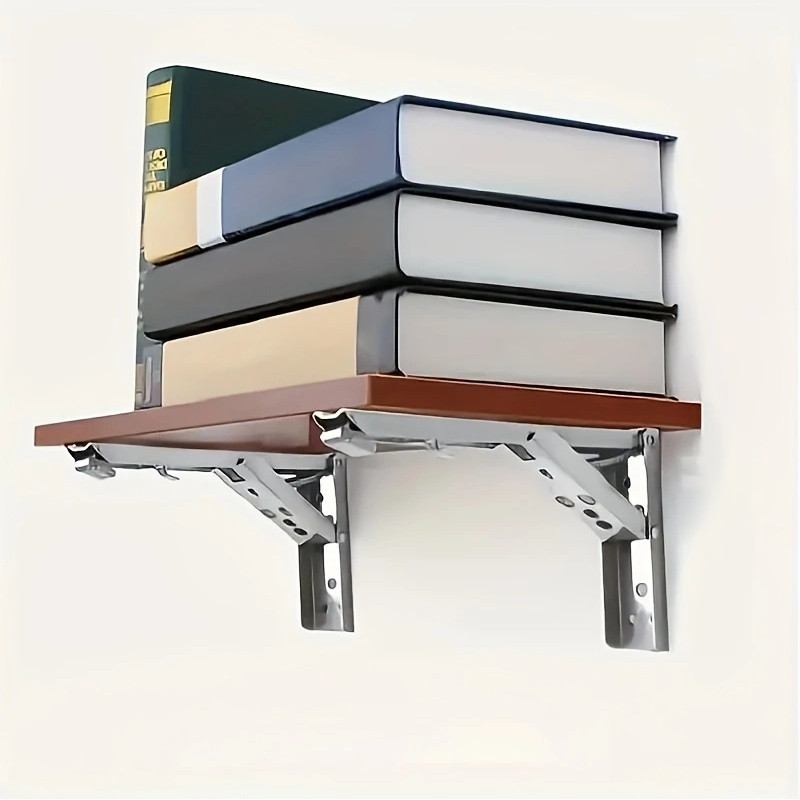 2PC 8 Inch Heavy Duty Folng Shelf Brackets, Collapsible Wall Mounted Brackets for Table Work Bench, 