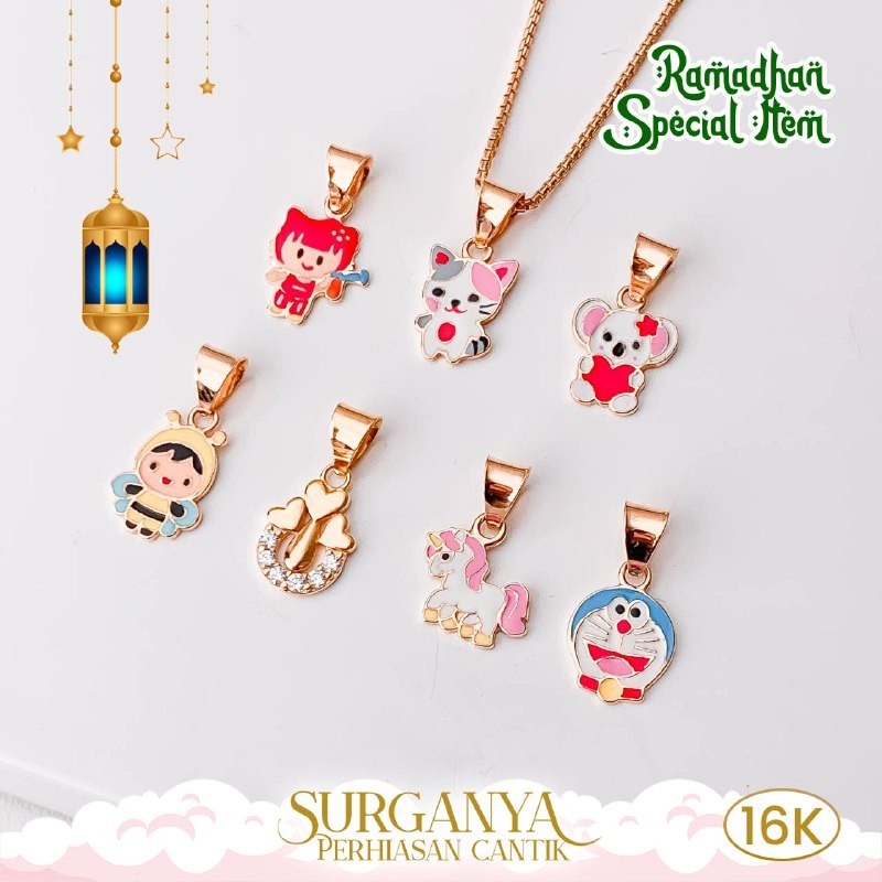 Liontin Kalung Anak Emas Kadar 16K Model Karakter Macan Gold