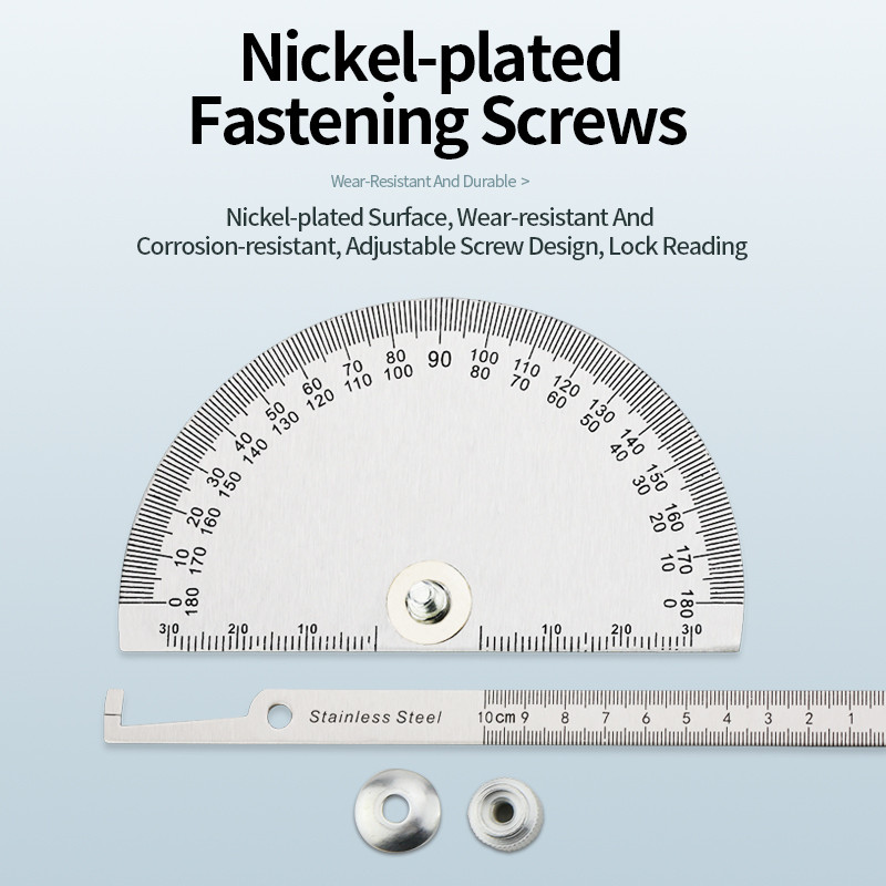 180 Degree Protractor Metal Ruler Angle Meter Stainless Steel Angle Ruler Angle Gauge Angle Finder G