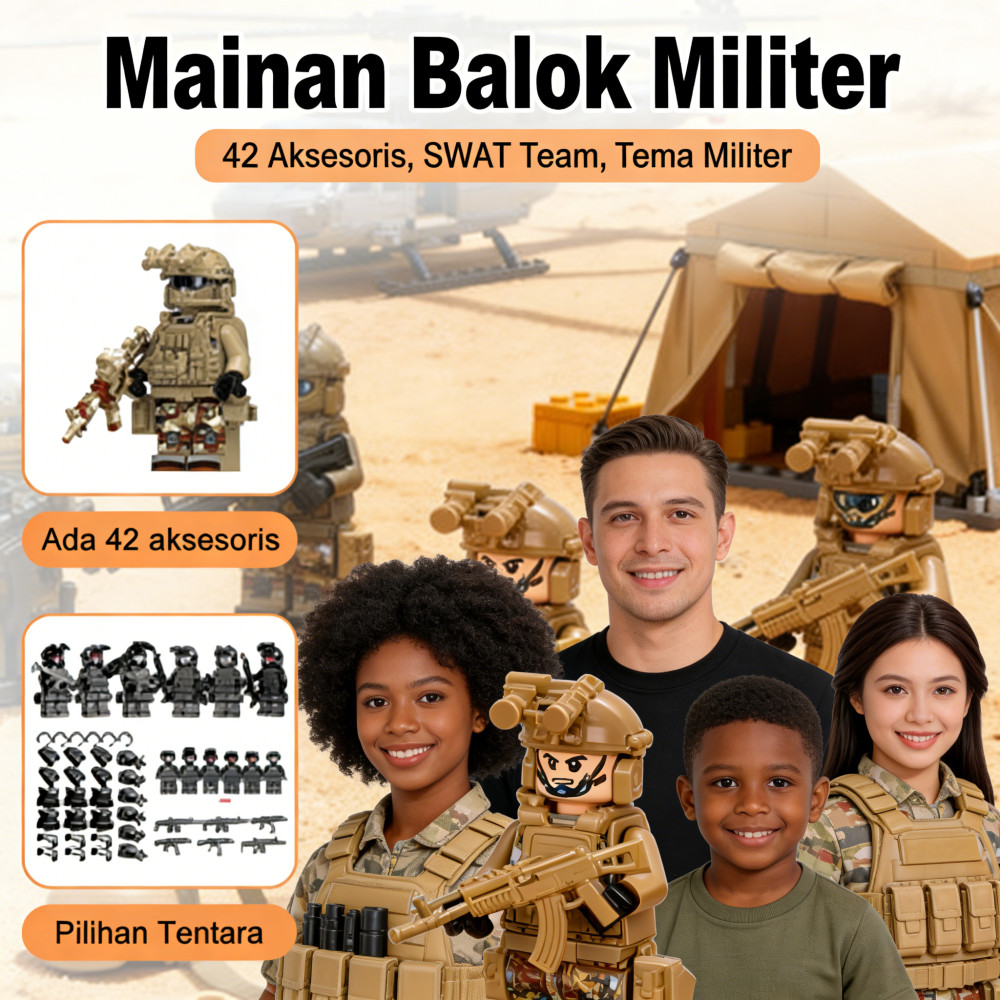 Balok Military Minifigure Swat Team Susun Tentara Militer Mainan