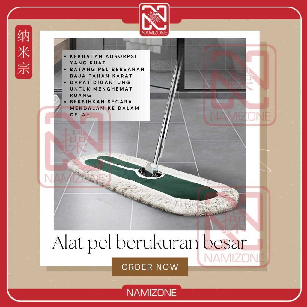 NAMIZONE Lobby Duster Mop Lantai Tangkai Panjang 60-110cm Alat Pel Lantai Rumah Kantor Material Pili