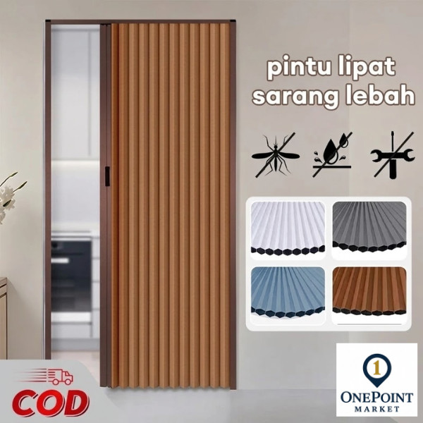 REAIM Pintu Lipat Geser Sliding Folding Door Sarang Lebah 70x200 80x200 Pintu Kamar Mandi Penyekat R