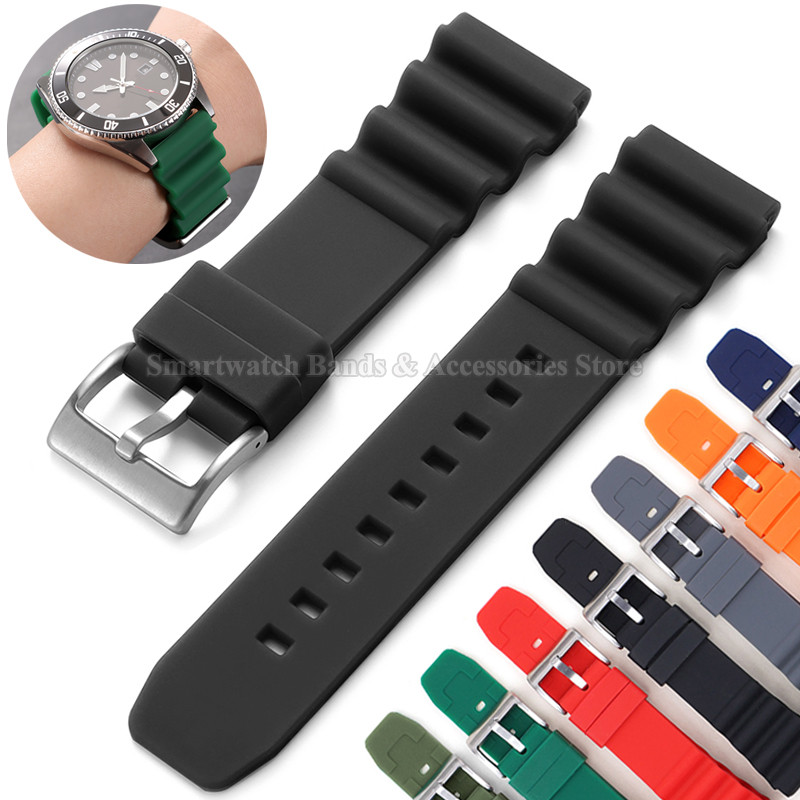 20mm 22mm Silicone Wat Strap for Seiko SKX007 SRP777J1 for Rolex SUBMARINER ving Waterproof Wrist Ba