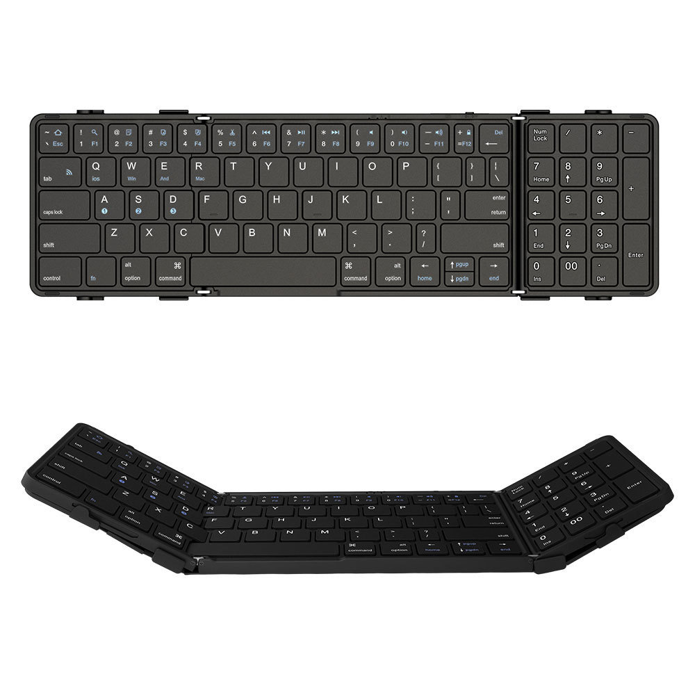 BOW Full Size Foldable Bluetooth Keyboard with Numeric Keypad Wireless Fog Keyboard Reargeable Porta