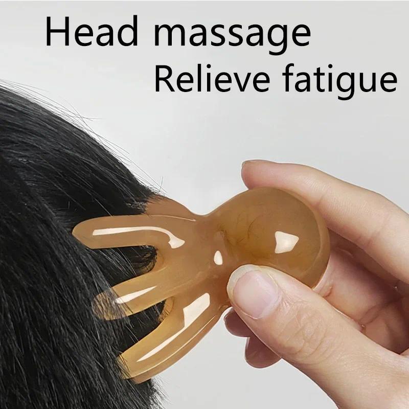 Resin Octopus Massage Comb Head Merian Scraping Scalp Massager Tool Portable 8-Prong Head SPA Massag