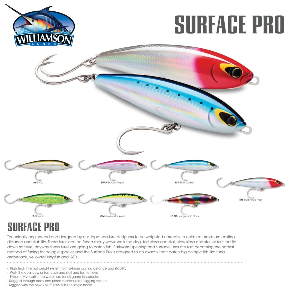 Lure Williamson Surface Pro SPF130 13cm, SPF150 15cm, SPF180 18cm - Umpan Topwater