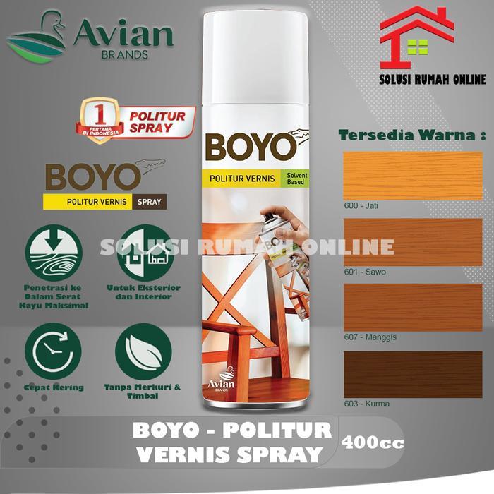 GUARDSPACE BOYO Politur Spray 400cc Plitur Semprot Pilox Kayu Jati Manggis Sawo Kurma Avian Brand - 