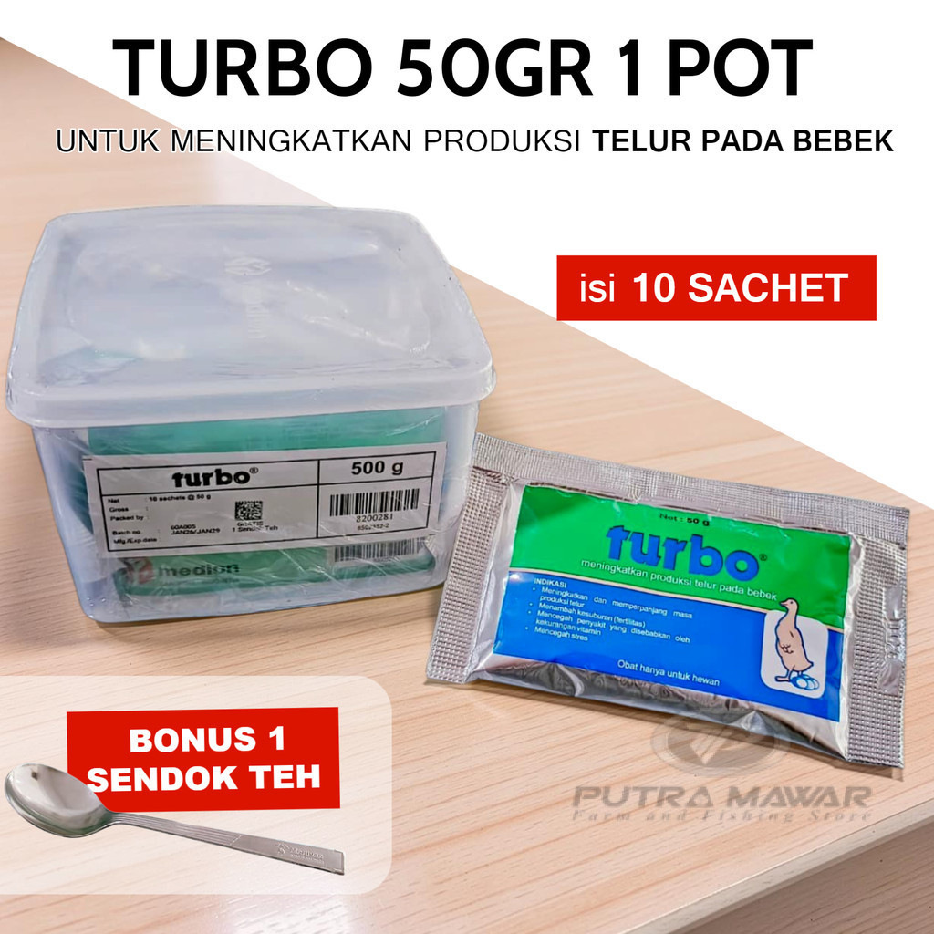 Turbo 50 gr 10 bks 1 toples Obat Suplemen Pemacu Untuk Meningkatkan Produksi Telur Bebek Bertelur