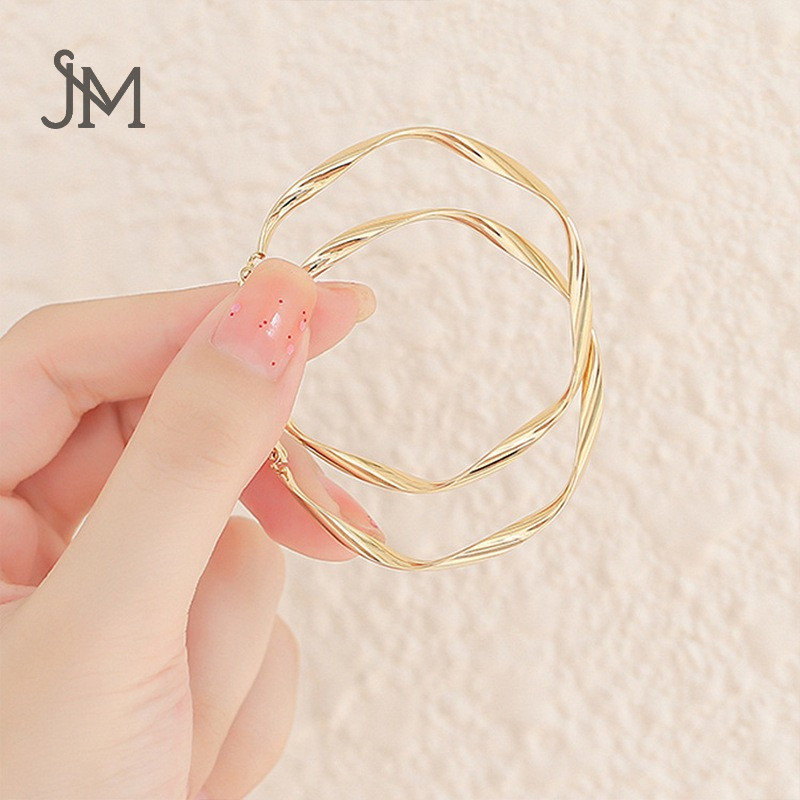 JoyMe Lingkaran geometris bulat anting-anting besar wanita yang dibesar-besarkan