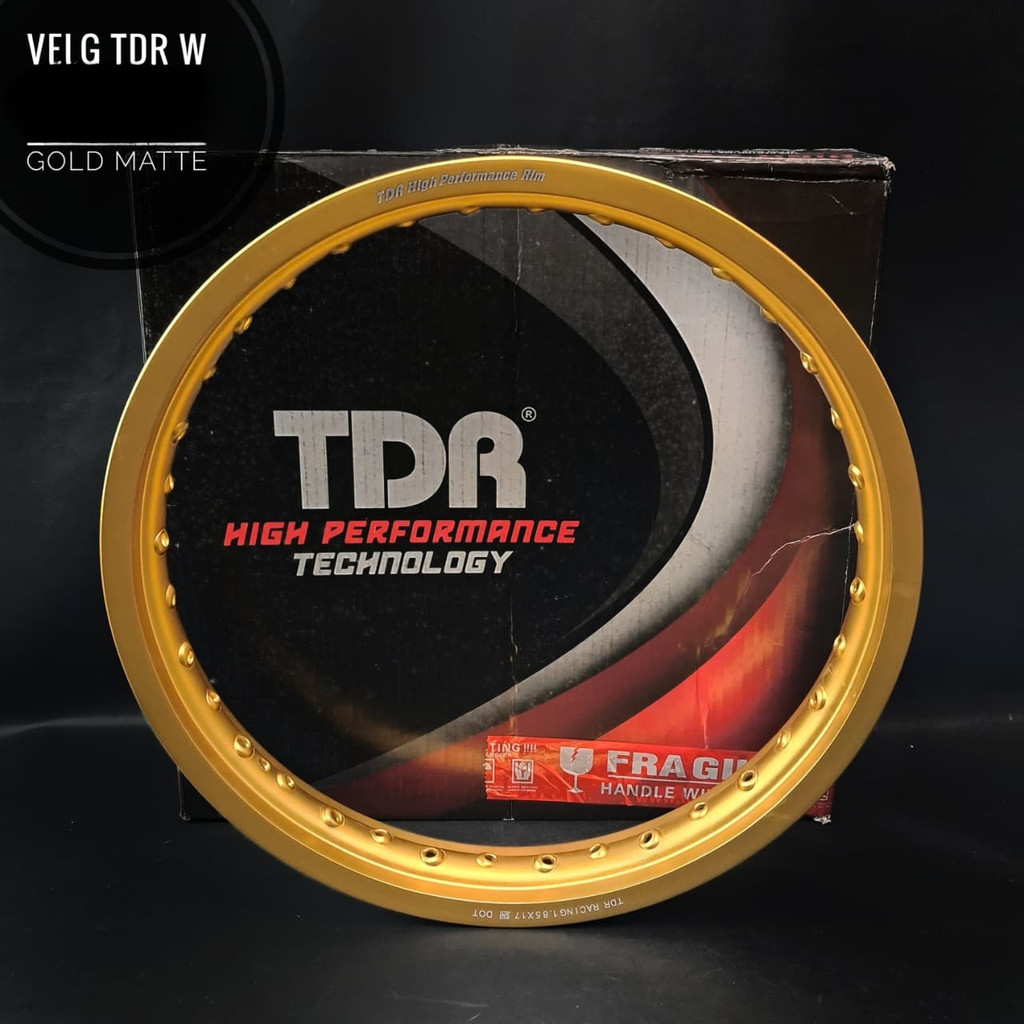 Velg almunium TDR W shape 140 17 gold matte doff Hole 36