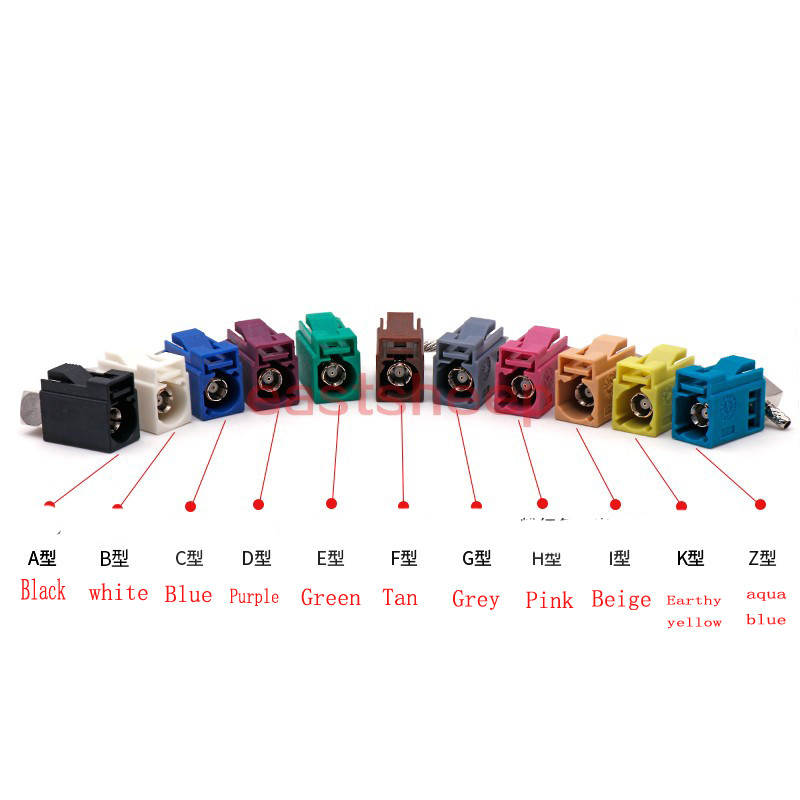 5PCS/Lot Konektor Jack/Plug Crimp Fakra-C Radio Tipe A/B/C/D/E/F/G/H/I/K/Z dengan Phantom RF Coaxial