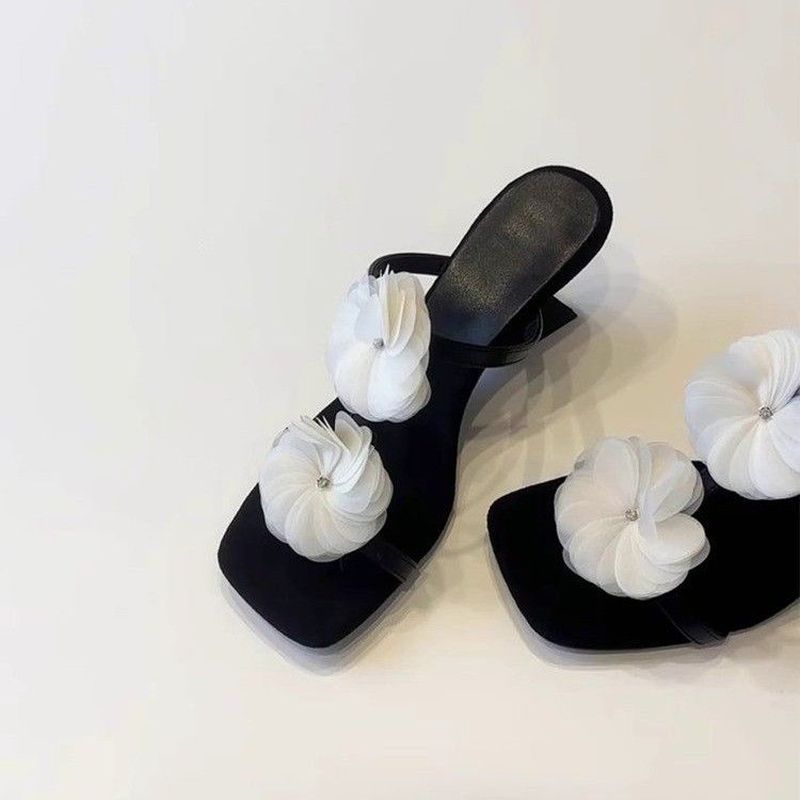 [COD] Sandal Hak Wedges Motif Bunga Ujung Terbuka Terbaru untuk Wanita, Sandal Hak Tinggi