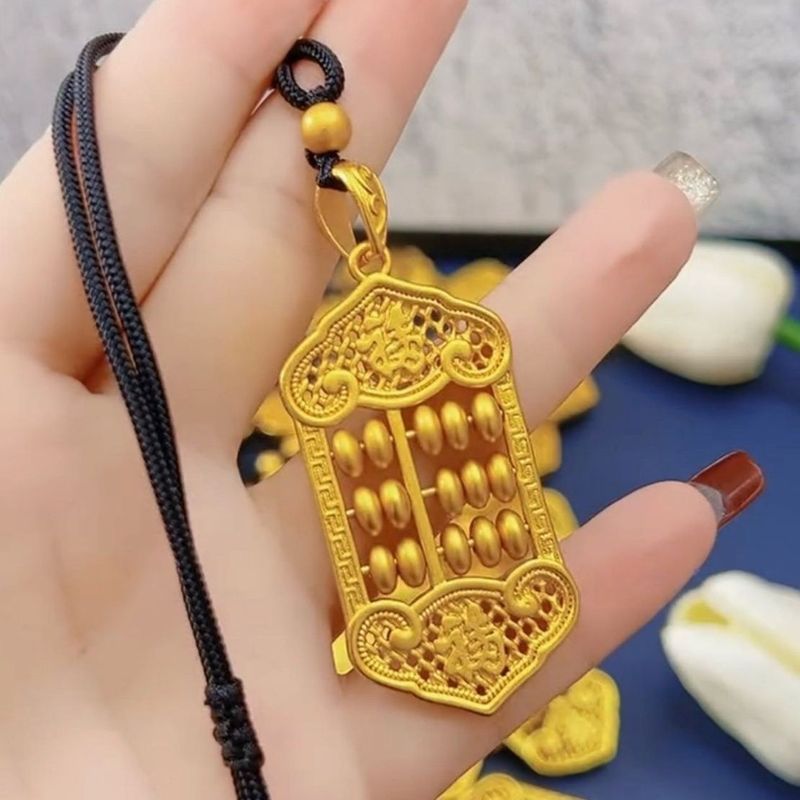 Ruyi Abacus Pendant, Fortune Character Necklace, Sweater Chain