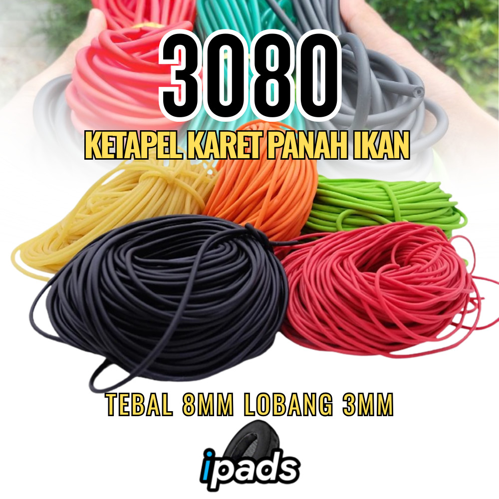 Karet Panah Ikan 3080 Speargun Tebal 8mm Lobang 3mm Ketapel Ikan Panah Slingshot Rubber Tube Elastis