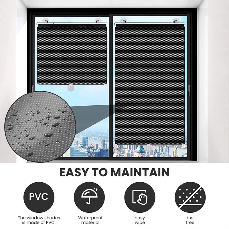 Tirai Sunshade Kaca Jendela Kamar Mobil Roller Blind Anti Panas UV 40x125cm Gorden Jendela Rumah Kan