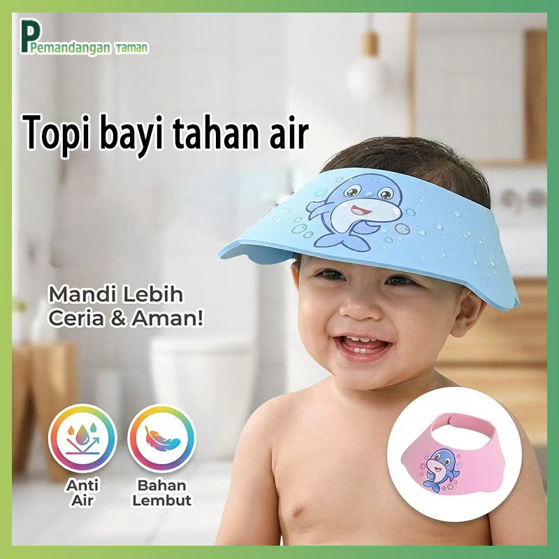 Topi Keramas Anti Air untuk Bayi, Topi Keramas Anti Air untuk Bayi dan Balita, Melindungi Telinga, d