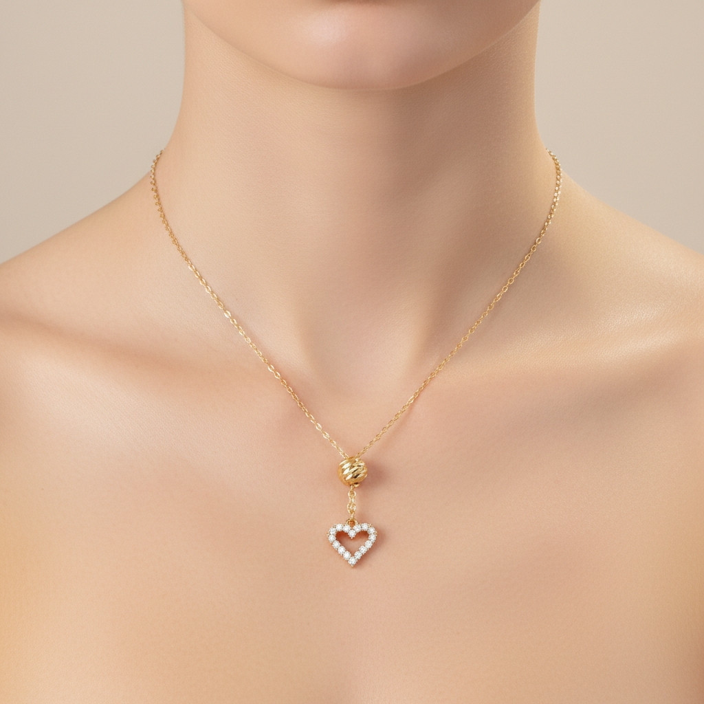 Lanme Jewelry Kalung Manik-Manik Love Crystal Titanium Anti Karat Kualitas Premium Aksesoris Wanita 