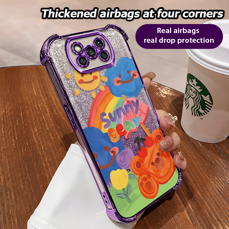 Casing Hp untuk Xiaomi Poco X3 Pro 4G Case ponsel tahan benturan dengan motif grafiti pelangi yang i