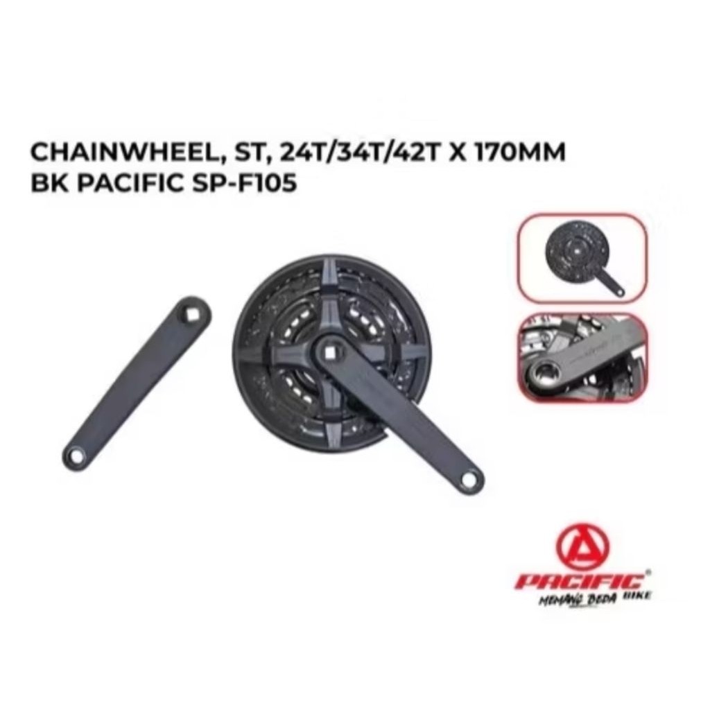 READY READY Crank Sepeda MTB Pacific 3 Susun 24T 34T 42T