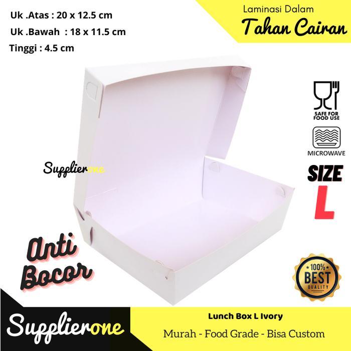 Lunch Box Paper isi 50, Paper Lunch Box SML, Dus Box Ayam Geprek, Lunch Box - L Ivory Lami