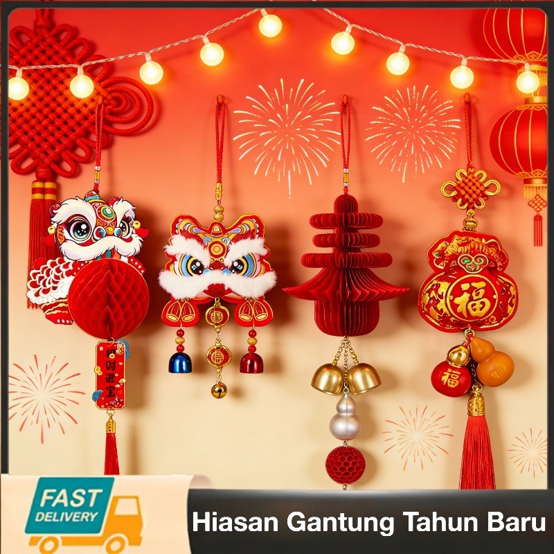 Hiasan Gantung Tahun Baru Hiasan Dinding Dekorasi Chinese New Year 2026 Motif Timbul Dekorasi Imlek 
