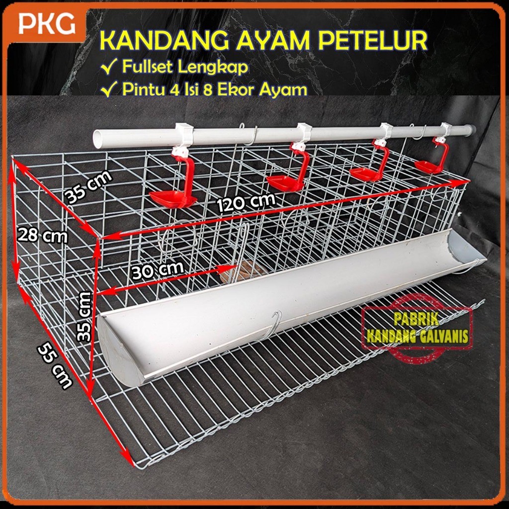 Kandang Ayam Petelur Galvanis Fullset 4 Pintu Isi 8 Ekor Untuk Rumahan | Kurungan Besi Komplit Murah