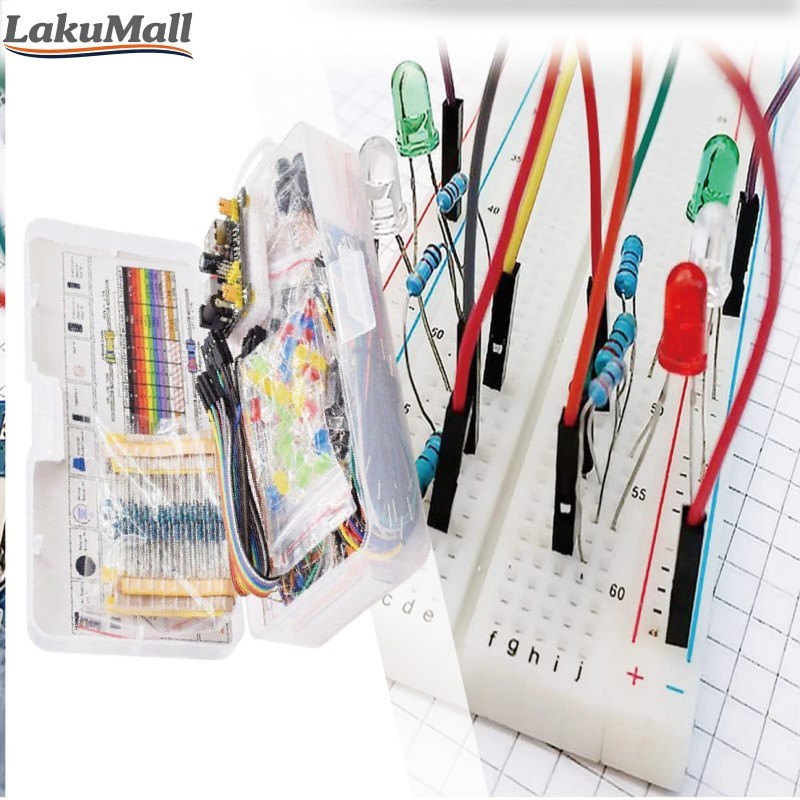 Starter Kit Arduino Uno R3 Paket Lengkap Untuk Pemula Belajar Pemrograman Dengan Kabel Jumper Dan Ko