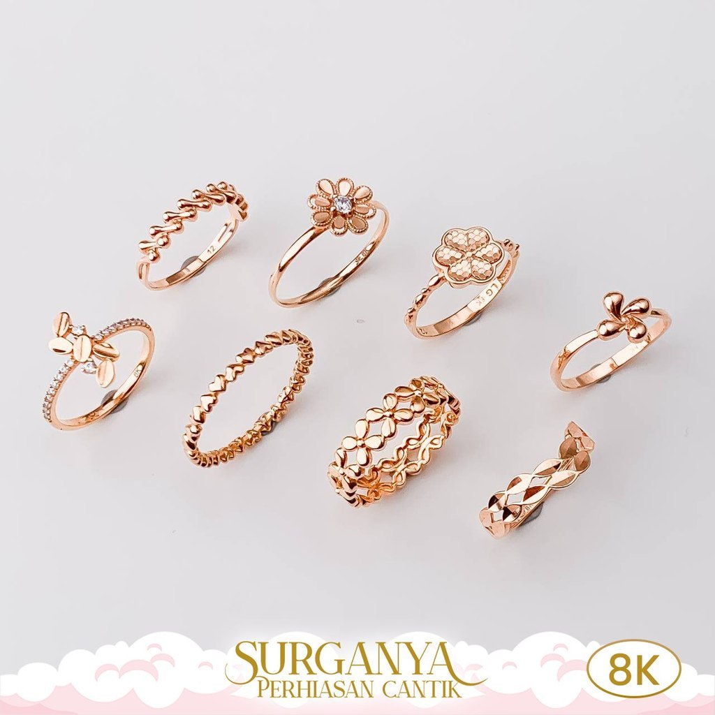 Macan Gold Cincin Emas Kadar 8K Cincin Model Bunga Simpel